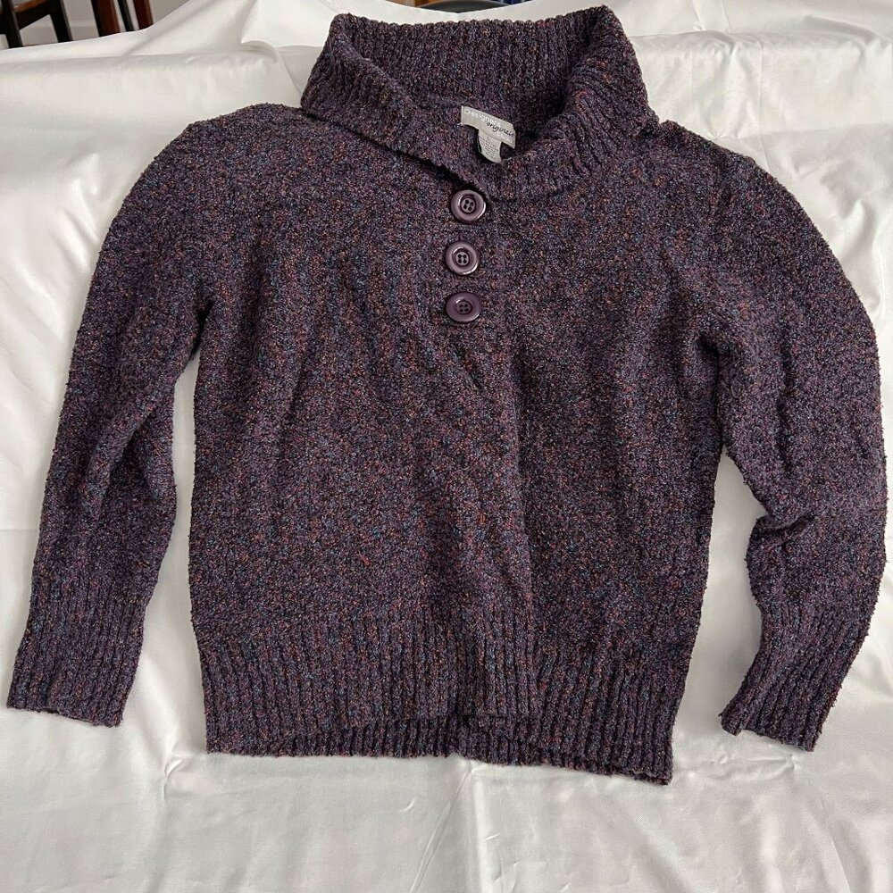 Purple Cowl Neck Sweater With Button Accents By Designers Originals Studio  Size